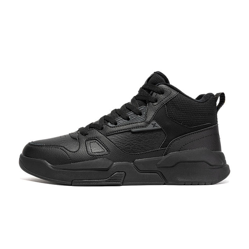 XTEP Synthetic Leather Thermal Slip Resistant And Abrasion Resistant High top Skateboard Shoes Men's Black