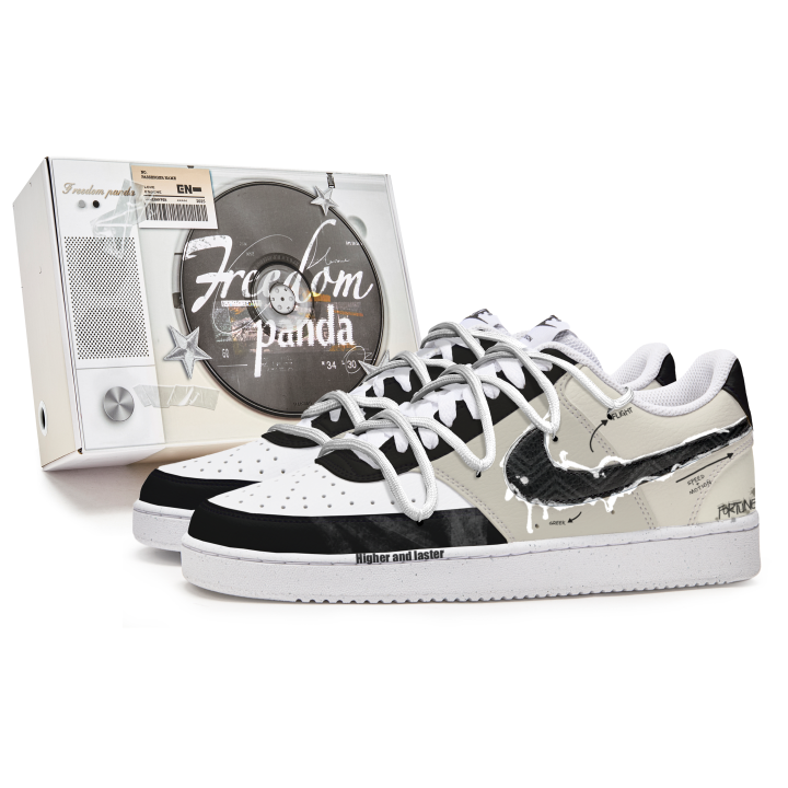 Nike Nike Court Vision 1 Free Pandas, Gift Boxes, Rice Coffee Bombs Slip Resistant Abrasion Resistant Low top