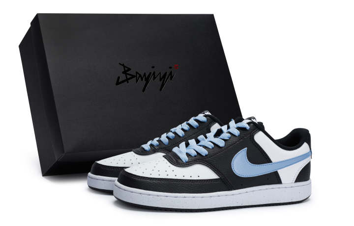Nike Nike Court Vision Low Slip Resistant Abrasion Resistant Low top Skateboard Shoes Unisex Black White Blue