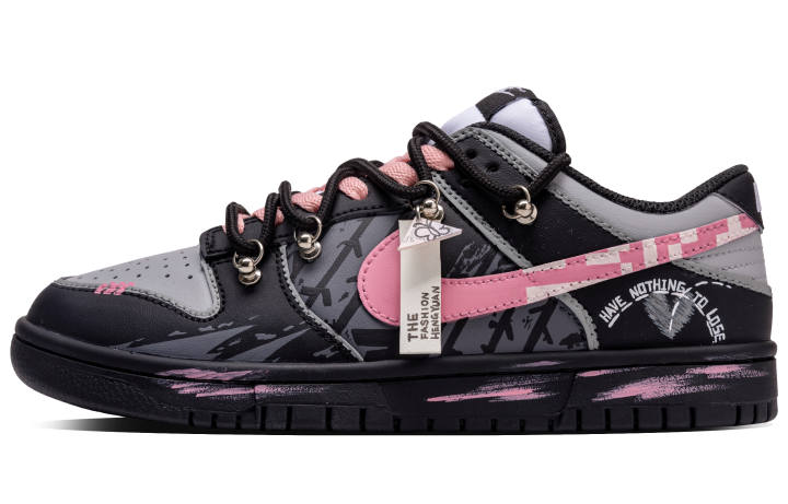 Nike Nike Dunk Cool Shadow Pink Floral Slip Resistant Abrasion Resistant Low top Skateboard Shoes Men's Black Pink
