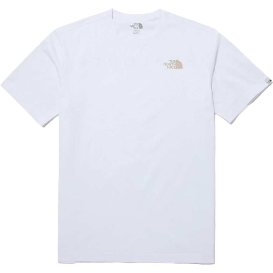 THE NORTH FACE T Shirts Men's White Beige Crew Neck Moderate Straight Fit