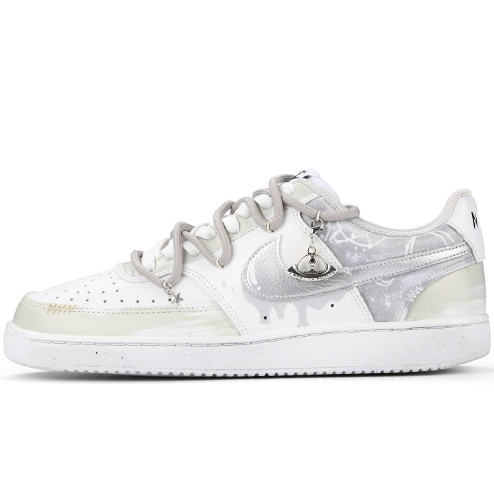 Nike Nike Court Vision 1 Xingji Patrol Slip Resistant Low top Skateboard Shoes Men's Silver White