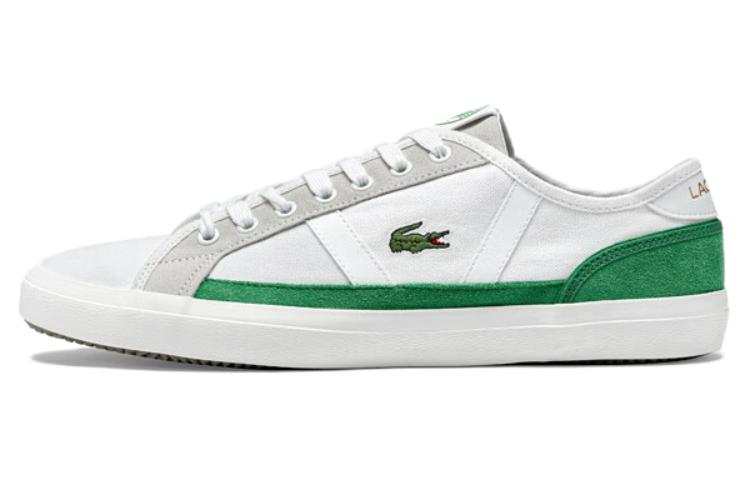 LACOSTE Leather Minimalist Fashion Low top Skateboard Shoes Men's White Green