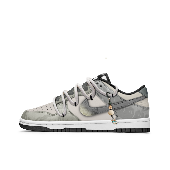 Nike Nike Dunk Freedom Panda, Ben Kong Mountain Slip Resistant Abrasion Resistant Low top Skateboard Shoes Unisex Gray White