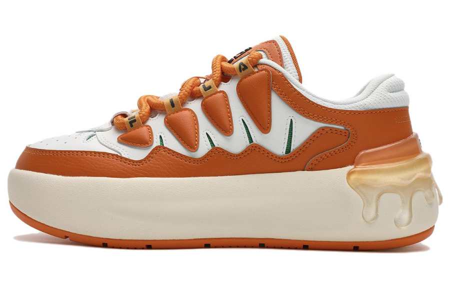 FILA CARROT 1 Carrot Shoes Cushioning, Wear Resistant Low top Skateboard Shoes Women's Orange White