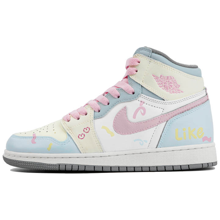 Jordan Jordan Air Jordan 1 High top Skateboard Shoes GS Blue Pink