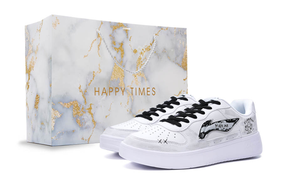 Li-Ning Li Ning Floating Boat Synthetic Leather Slip Resistant Abrasion Resistant Low top Skateboard Shoes Men's White