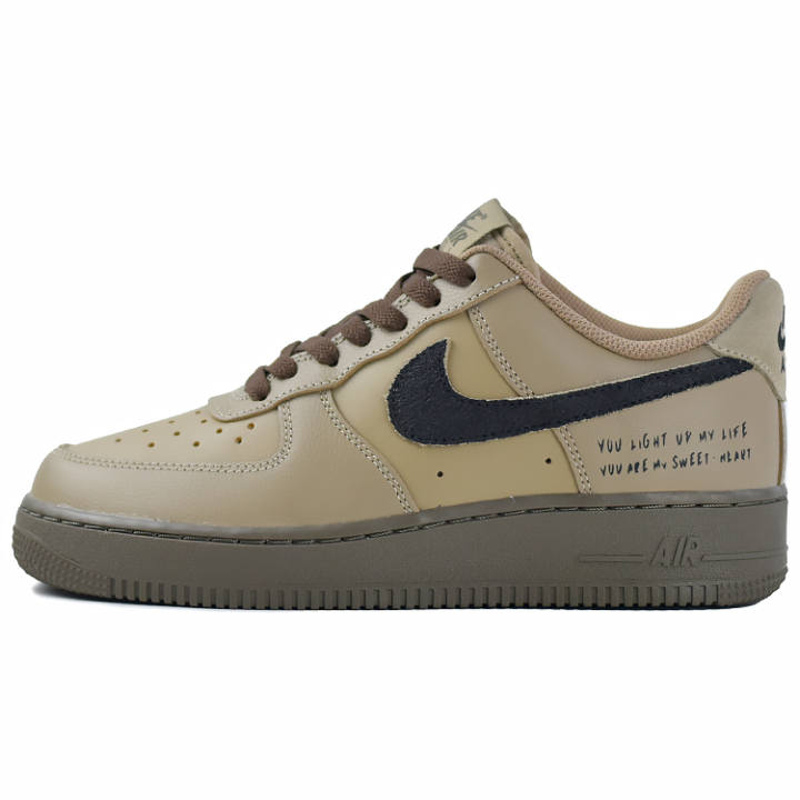Nike Nike Air Force 1 Slip Resistant Abrasion Resistant Low top Skateboard Shoes Unisex Khaki Brown