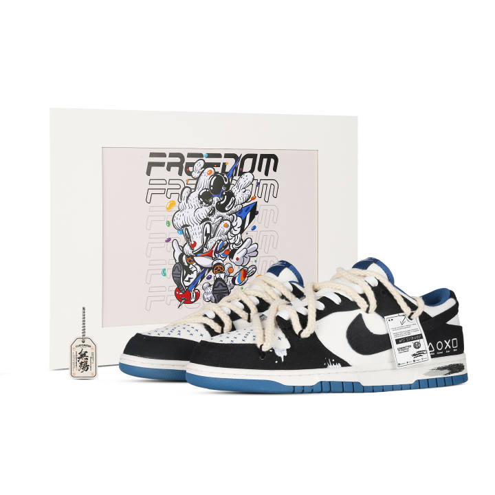 Nike Nike Dunk Low top Skateboard Shoes Men's Black White Blue