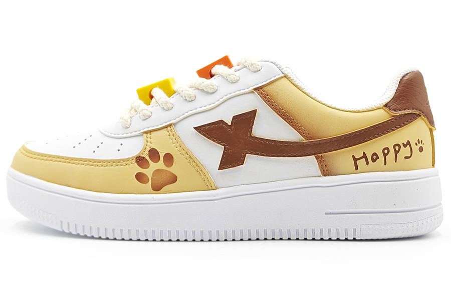 XTEP Air Force 1 Slip Resistant Abrasion Resistant Low top Skateboard Shoes Men's Yellow Brown White