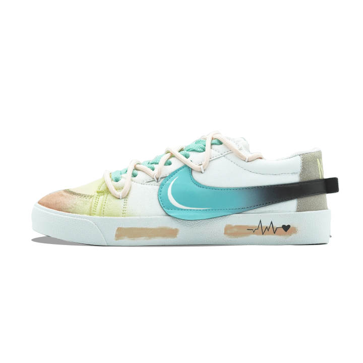 Nike Nike Blazer Low '77 Skateboard Shoes Unisex Low Top Blue Green, Yellow, Pink
