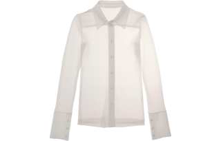 Helmut Lang Shirts Women's Ivory White Pointed Collar Moderate Other