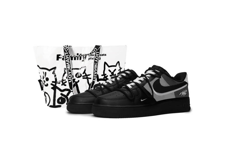 Nike Nike Air Force 1 Gray Track Slip Resistant Abrasion Resistant Low top Skateboard Shoes Unisex Black Gray