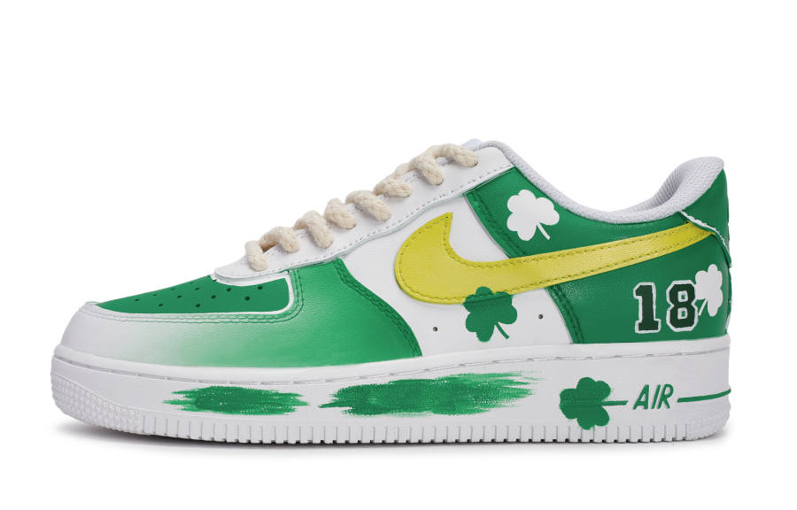 Nike Nike Air Force 1 Brilliant Brushstrokes, Celtic Slip Resistant Abrasion Resistant Low top Skateboard Shoes Unisex