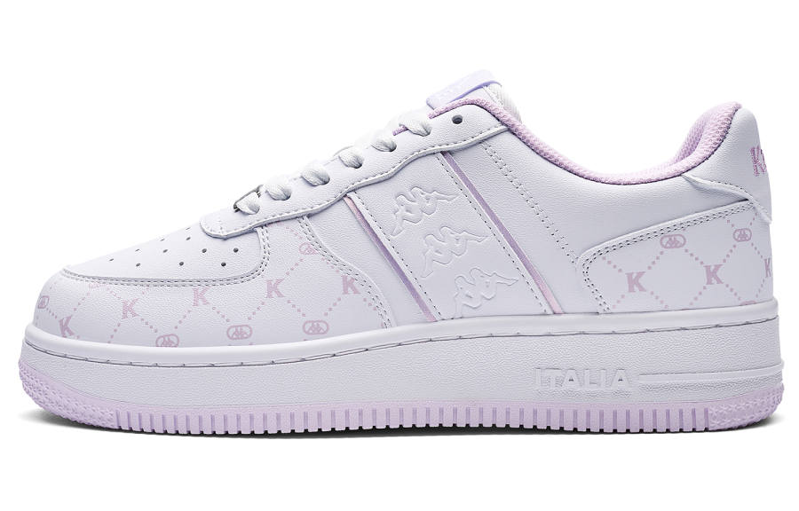 Kappa Back to Back Slip Resistant Abrasion Resistant Low top Skateboard Shoes Women's Classic White Orchid Purple