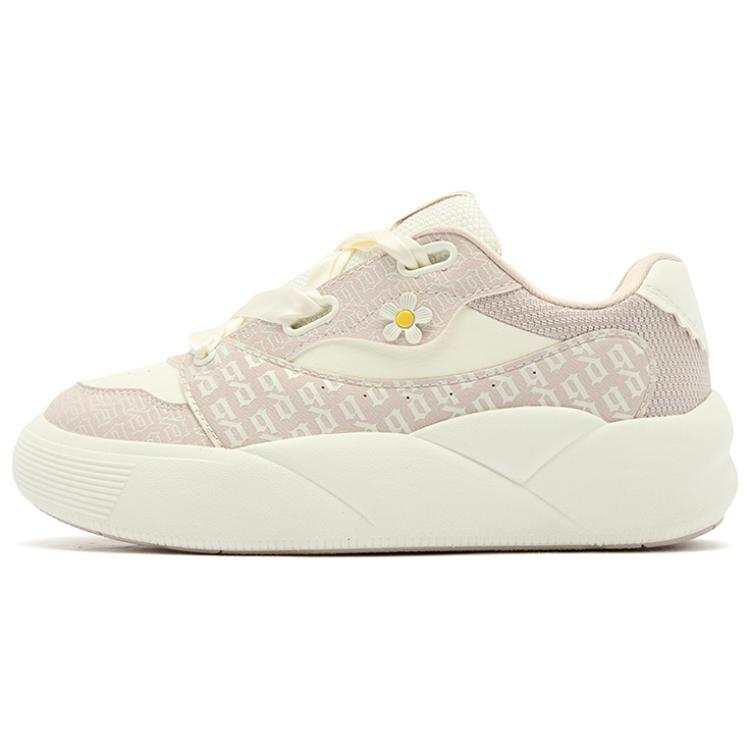 QIAODAN Quality Drying Cushioning Lightweight Low top Skateboard Shoes Women's Beige Pink