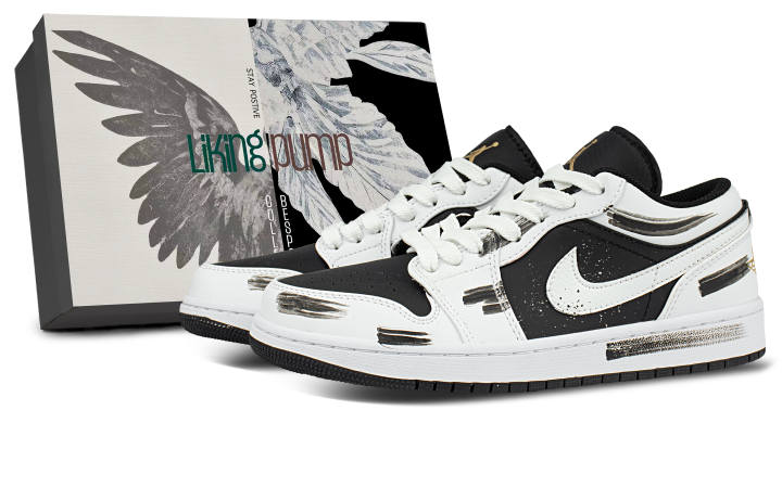 Jordan Jordan Air Jordan 1 Cushioning Low top Skateboard Shoes Unisex White Black