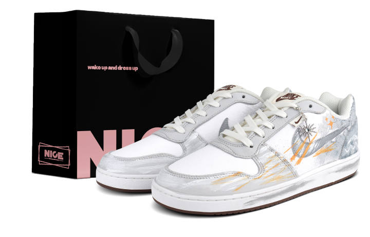 Nike Nike EBERNON Abrasion Resistant Low top Skateboard Shoes Men's White Gray
