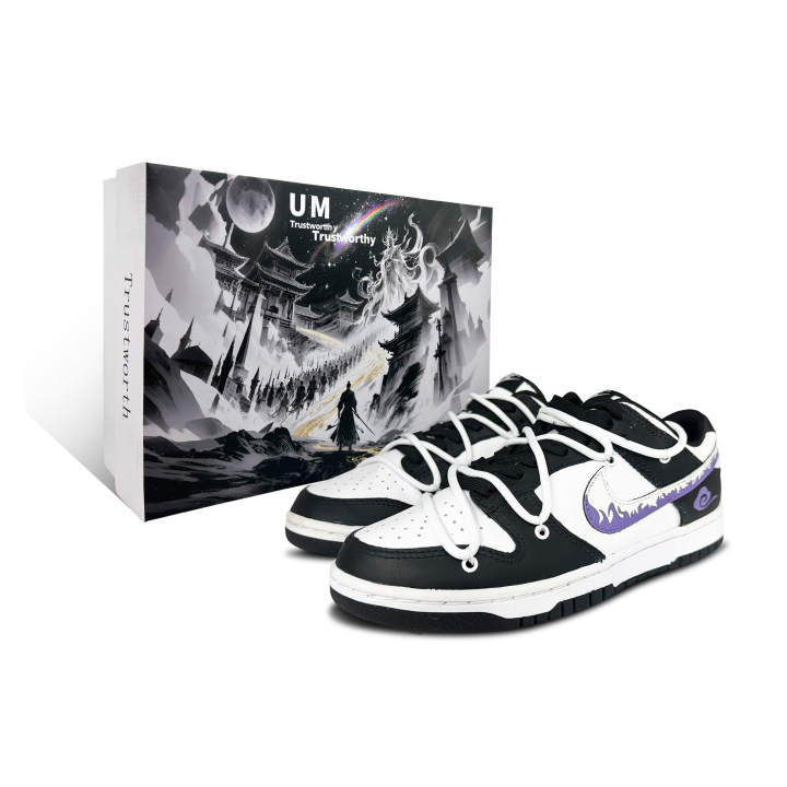Nike Nike Dunk Purple Flame Cloud Rhythm Box Included Abrasion Resistant Low top Skateboard Shoes Unisex Black Purple
