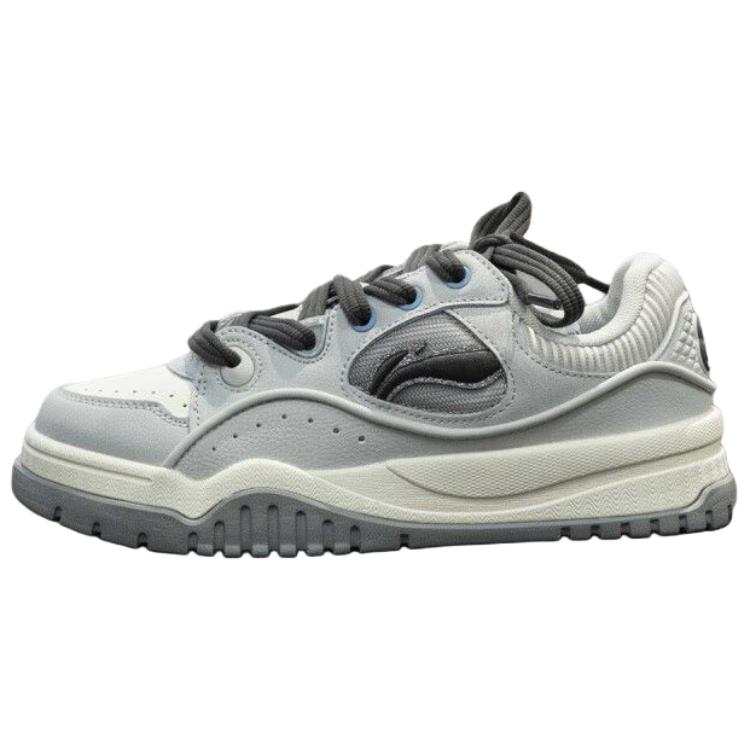 Li-Ning Li Ning Buu Synthetic Leather, Split Cow Leather Low top Skateboard Shoes Women's Gray