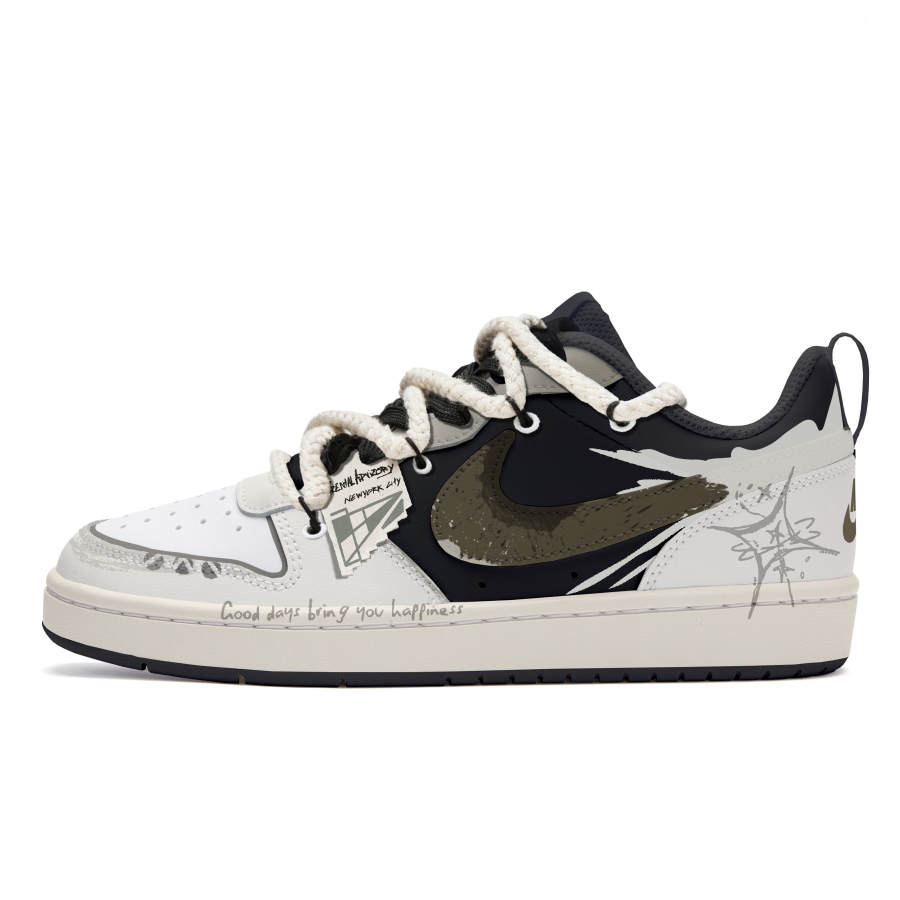 Nike Nike Court Borough Slip Resistant Cushioning Abrasion Resistant Low top Skateboard Shoes GS Black Gray