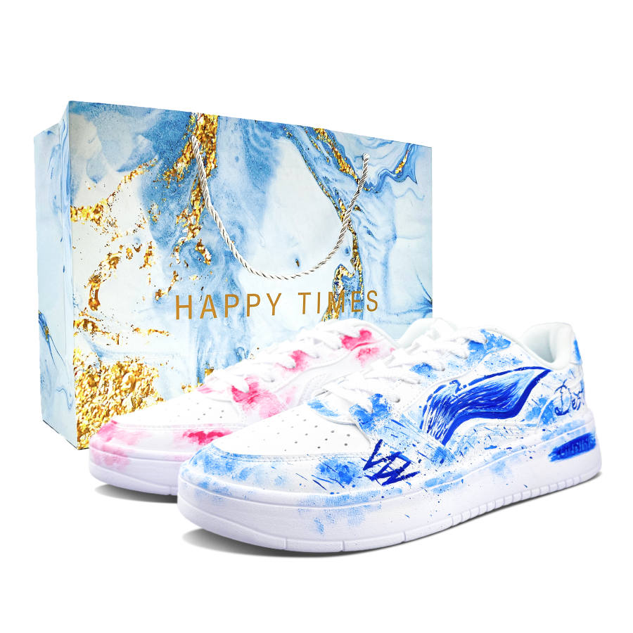 Li-Ning Li Ning Sycee Non slip Lightweight Low top Skateboard Shoes Men's Pink Blue Mismatched