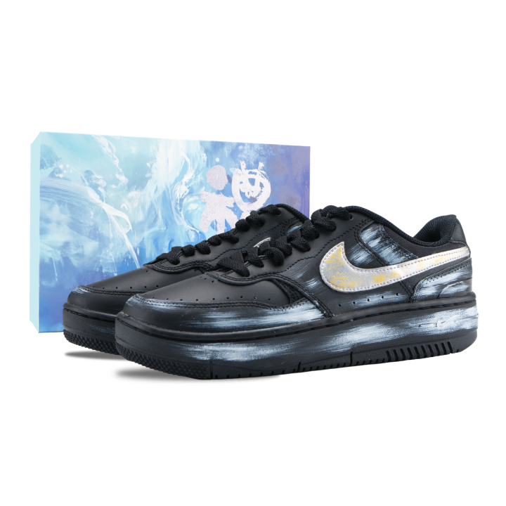 Nike Nike Gamma Force Silver Wing Graffiti Artist Abrasion Resistant Low top Skateboard Shoes Unisex Black White