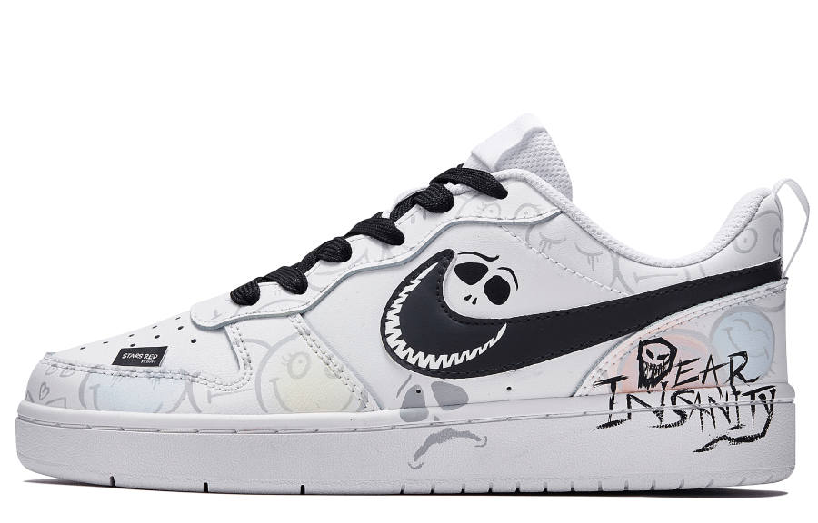 Nike Nike Court Borough Free Panda, Quirky Slip Resistant Low top Skateboard Shoes GS Black White