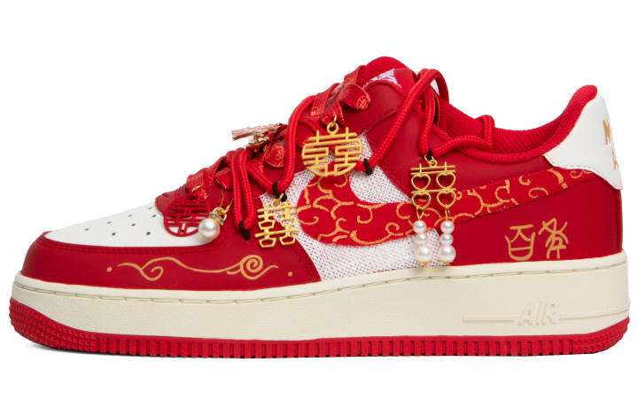 Nike Nike Air Force 1 Thermal Slip Resistant Cushioning Abrasion Resistant Low top Skateboard Shoes Unisex Red White