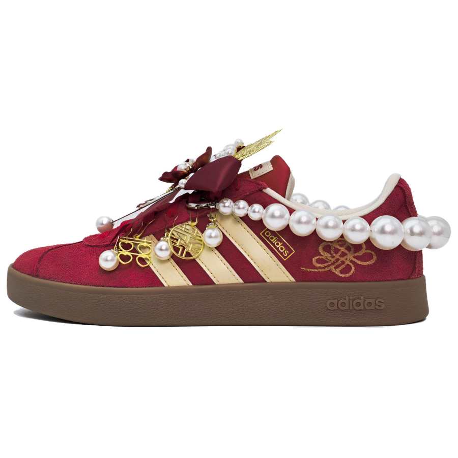 Adidas Adidas Vl Court Classic Heaven's Fated Bond Abrasion Resistant Low top Skateboard Shoes Unisex Red Gold