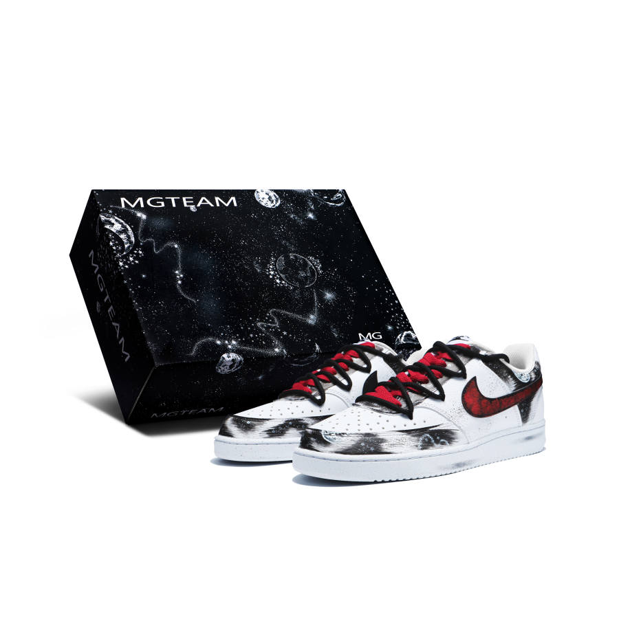 Nike Nike Court Vision 1 Anti Slip Wear Resistant Lightweight Breathable Low Top Skateboard Shoes Men's Black Red