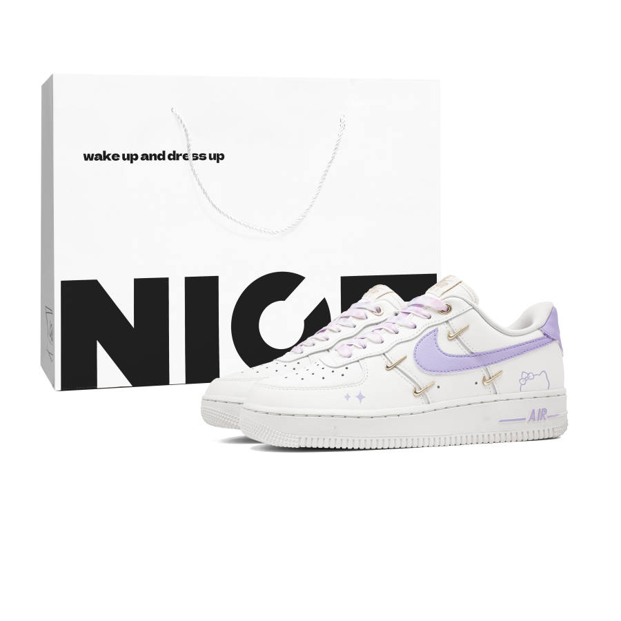 Nike Nike Air Force 1 Sweet Cat Story Cushioning Lightweight Low top Skateboard Shoes Women's White Purple