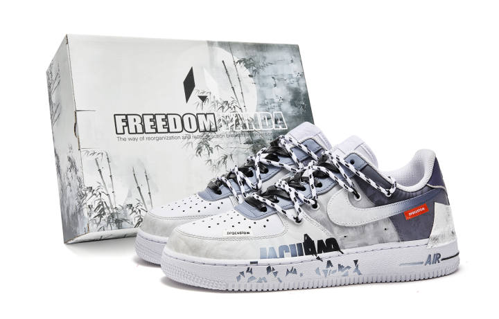 Nike Nike Air Force 1 Freedom Panda, Box, Sea Mist Reflecting The Moon Slip Resistant Low top Skateboard Shoes Men's