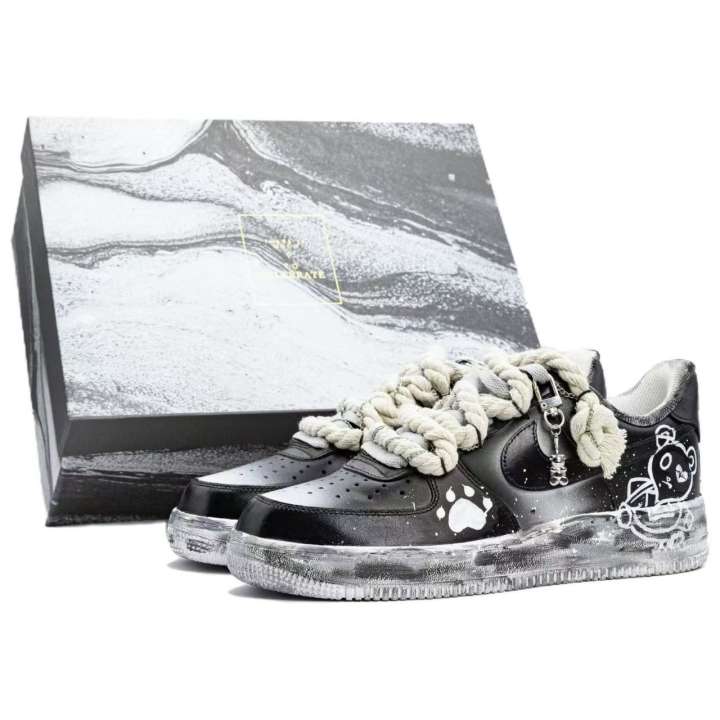 Nike Nike Air Force 1 Abrasion Resistant Abrasion Resistant Low top Skateboard Shoes Men's Black White