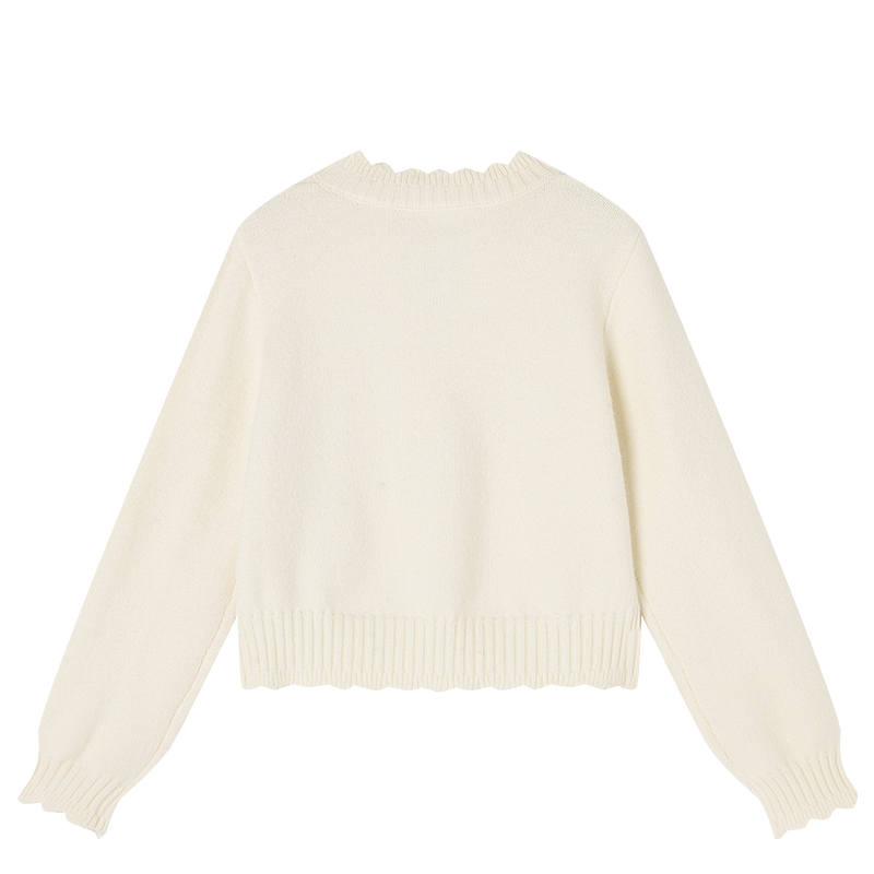 XIANGYING Knitwear Women's Heron White Stand Collar Moderate A Line