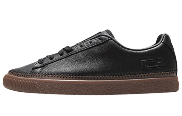 PUMA Unisex Basket Stitched Low Top Sneakers Black/Brown