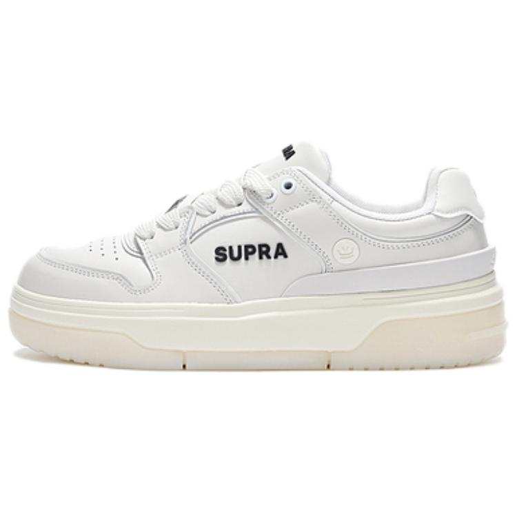 SUPRA 23FW Cushioning Abrasion Resistant Low top Skateboard Shoes Unisex White