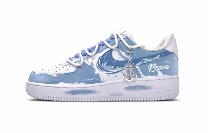 Nike Nike Air Force 1 Low top Skateboard Shoes Men's Blue White
