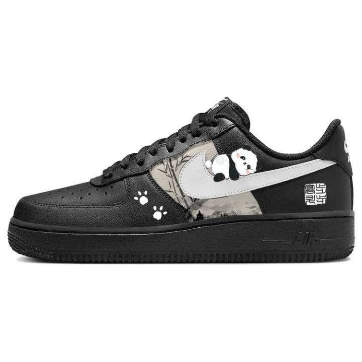 Nike Nike Air Force 1 Slip Resistant Abrasion Resistant Low top Skateboard Shoes Unisex White Black