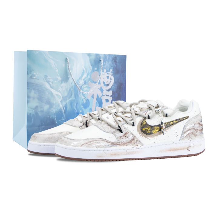 Nike Nike EBERNON Golden Years Box Slip Resistant Abrasion Resistant Low top Skateboard Shoes Men's Gray Gold