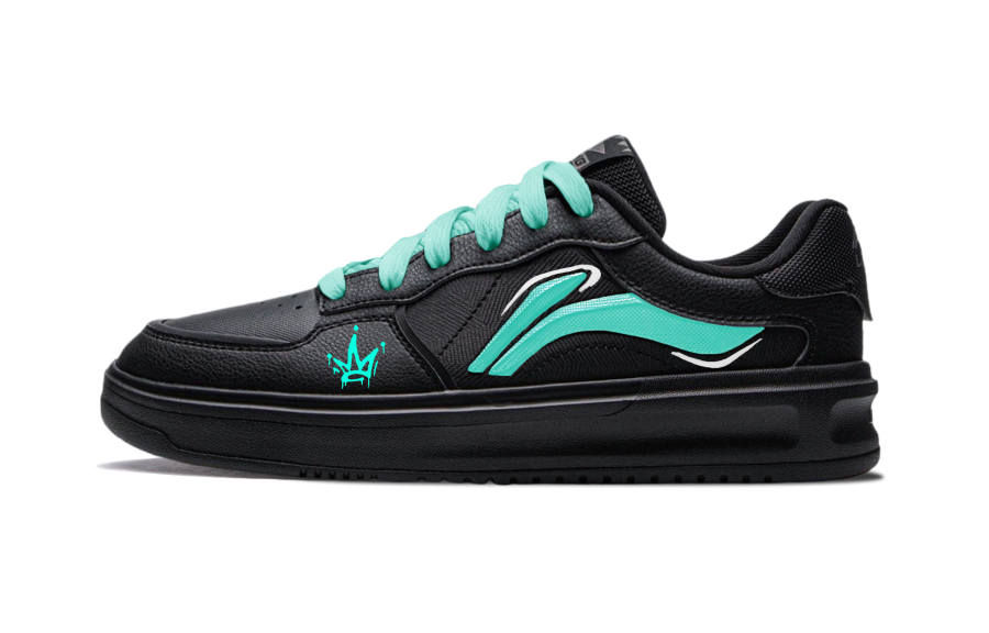 Li-Ning Li Ning Lantern Festival Abrasion Resistant Height Increasing Low top Skateboard Shoes Men's Black Cyan