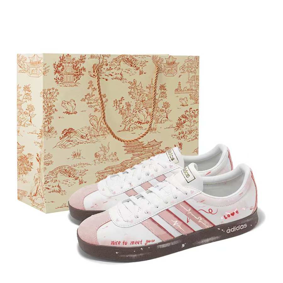 Adidas Adidas VL COURT 2.0 Abrasion Resistant Abrasion Resistant Low top Skateboard Shoes Unisex Pink White
