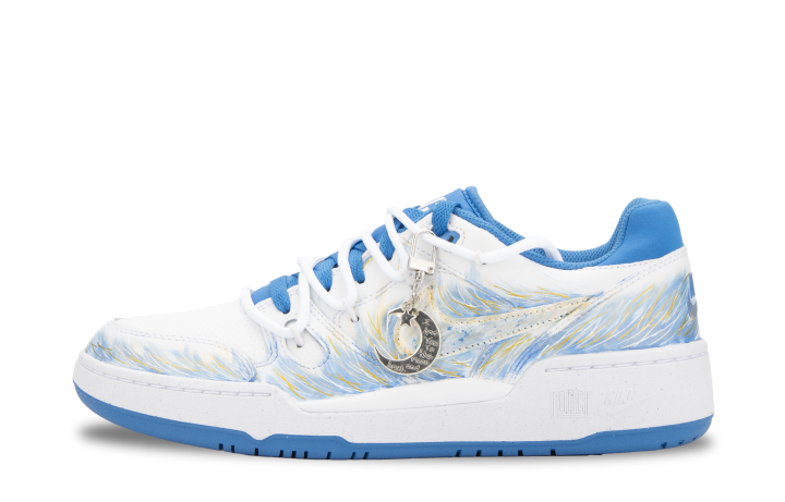 Nike Nike Full Force River Tide Moon, Tide Chart Abrasion Resistant Low top Skateboard Shoes Unisex White Blue Gold