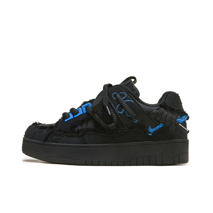 MQMS Distressed Aesthetic Collection Black Warrior Height Increasing Abrasion Resistant Slip Resistant Low top