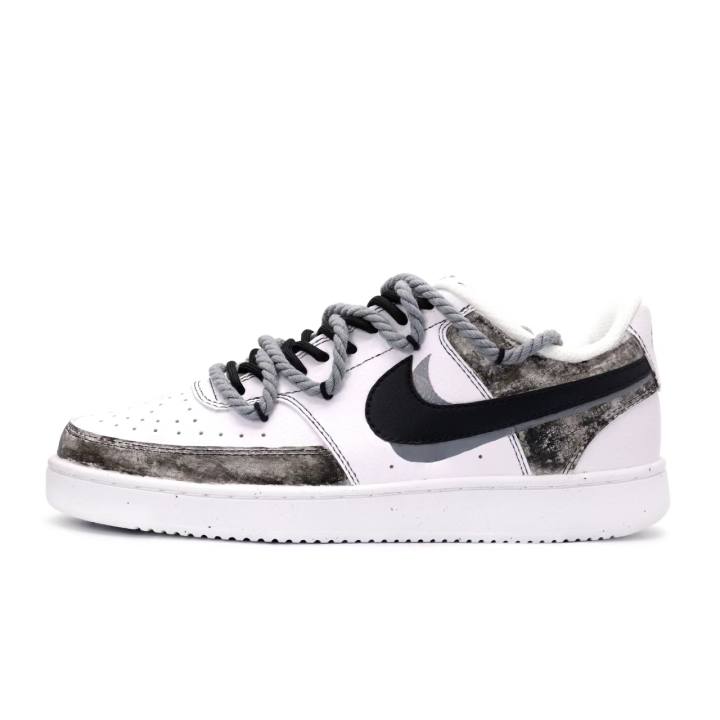 Nike Nike Court Vision 1 Leather Low top Skateboard Shoes Men's Black White Gray