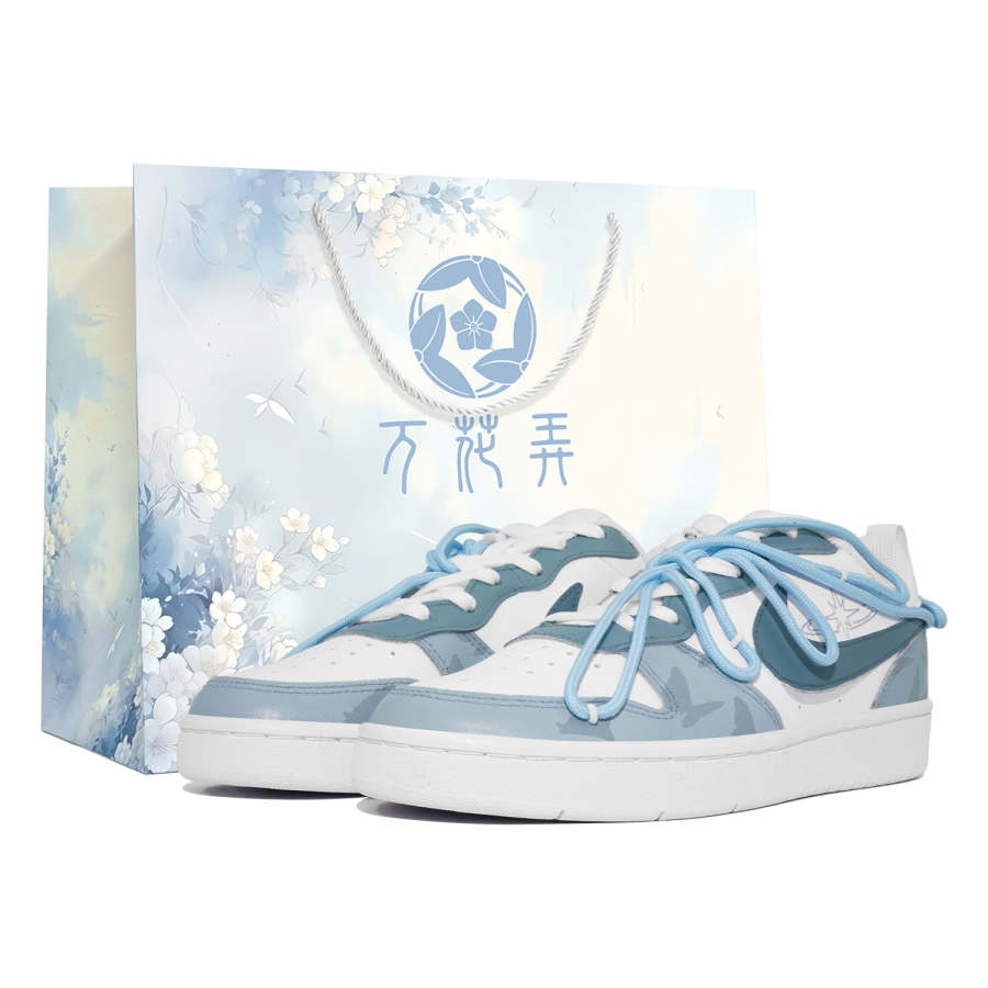 Nike Nike Court Borough 20000 Flowers, Butterfly Dream, Box Low top Skateboard Shoes GS Blue White