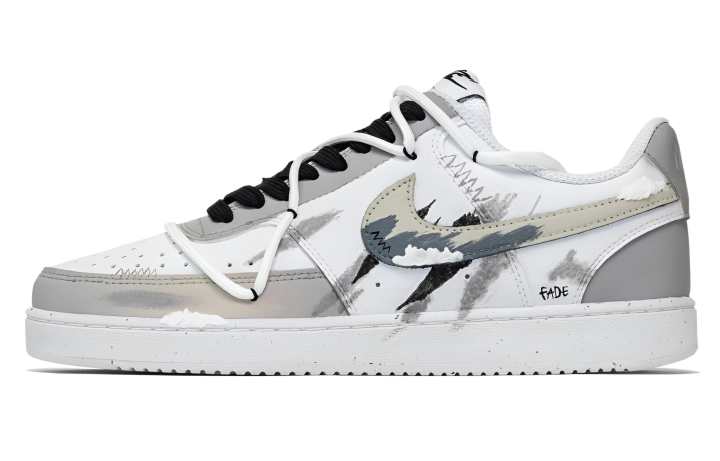 Nike Nike Court Vision 1 Whispering Claw Abrasion Resistant Low top Skateboard Shoes Unisex Gray White