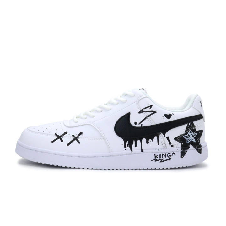 Nike Nike Court Vision 1 Wear resistant And Lightweight Low top Skateboard Shoes Unisex Black White