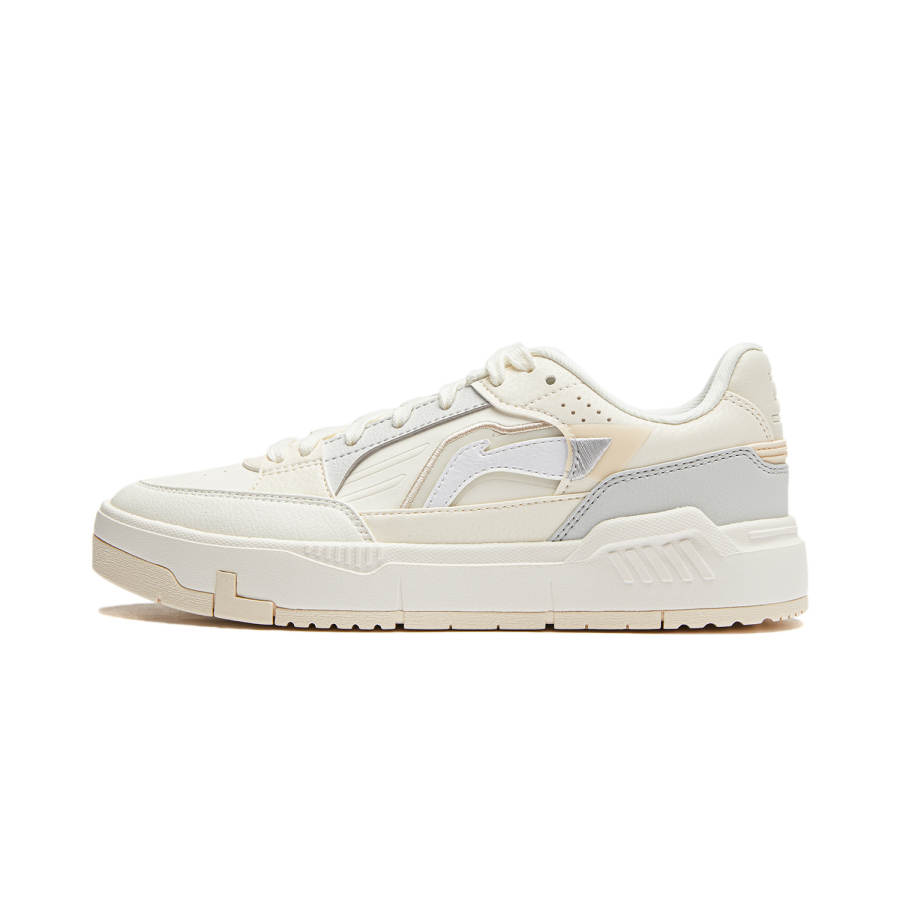 Li-Ning Li Ning Common 80s Slip Resistant Abrasion Resistant Low top Skateboard Shoes Women's White Gray