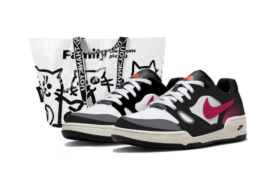Nike Nike Full Force Black Pink Panda, Shopping Bag Cushioning, Wear Resistant Low top Skateboard Shoes Unisex Pink